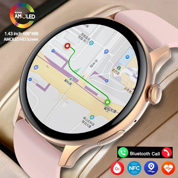 2024 True AMOLED Smart Watch Damen-Bildschirm zeigt immer die Uhrzeit an 466 * 466 HD Health Tracker Sprachanrufe Smartwatch Damen für Xiaomi